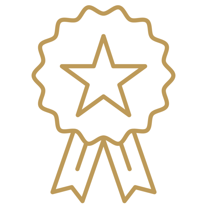 Logo of award ribbon with star.