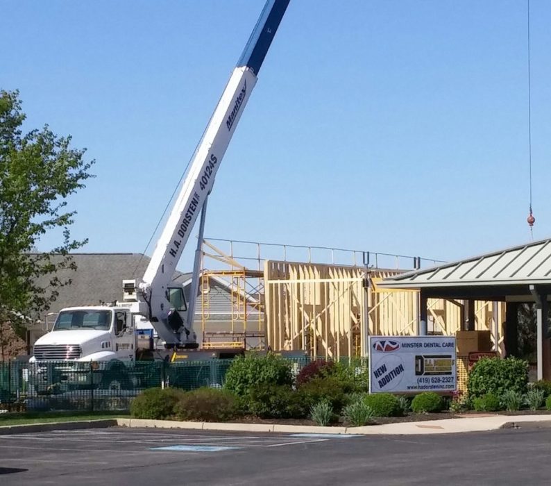 H.A. Dorsten crane onsite for new addition to existing dental clinic.