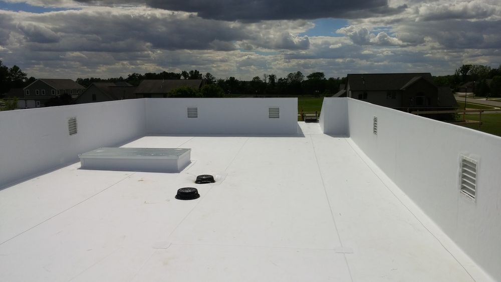 Finished roof for new addition to existing dental clinic.