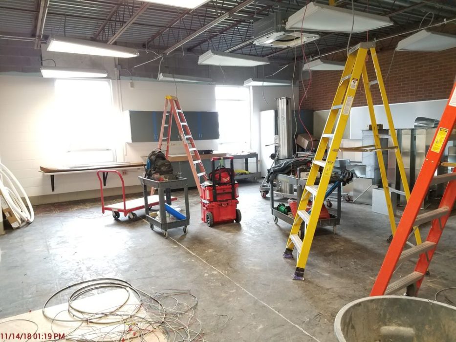 Work ongoing in existing computer classroom.