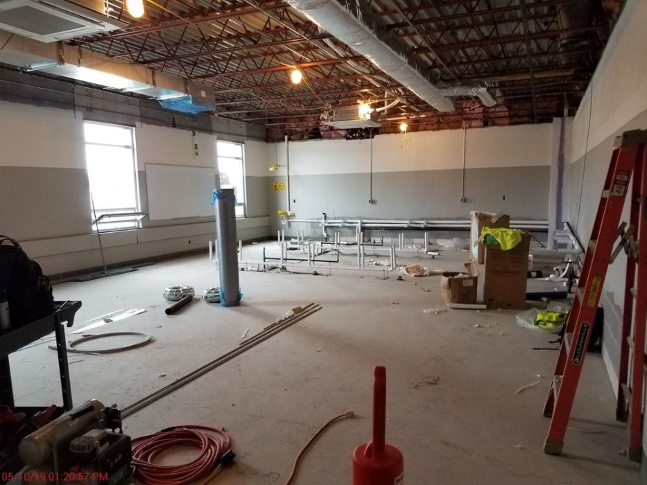 Science room construction ongoing.