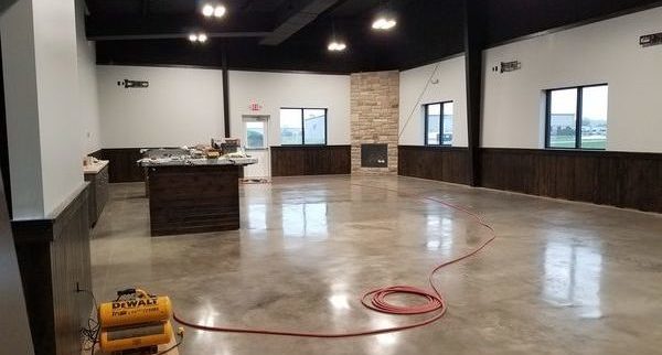 Interior view of taproom during finishing stages.