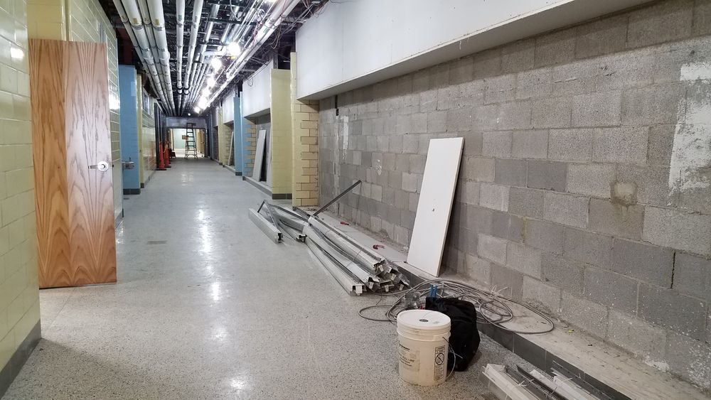Old lockers removed from corridor.