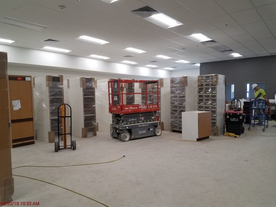 New band room casework being installed.
