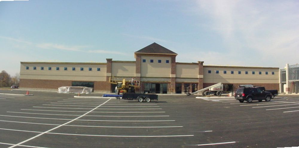 Front exterior panorama for new commercial facility.