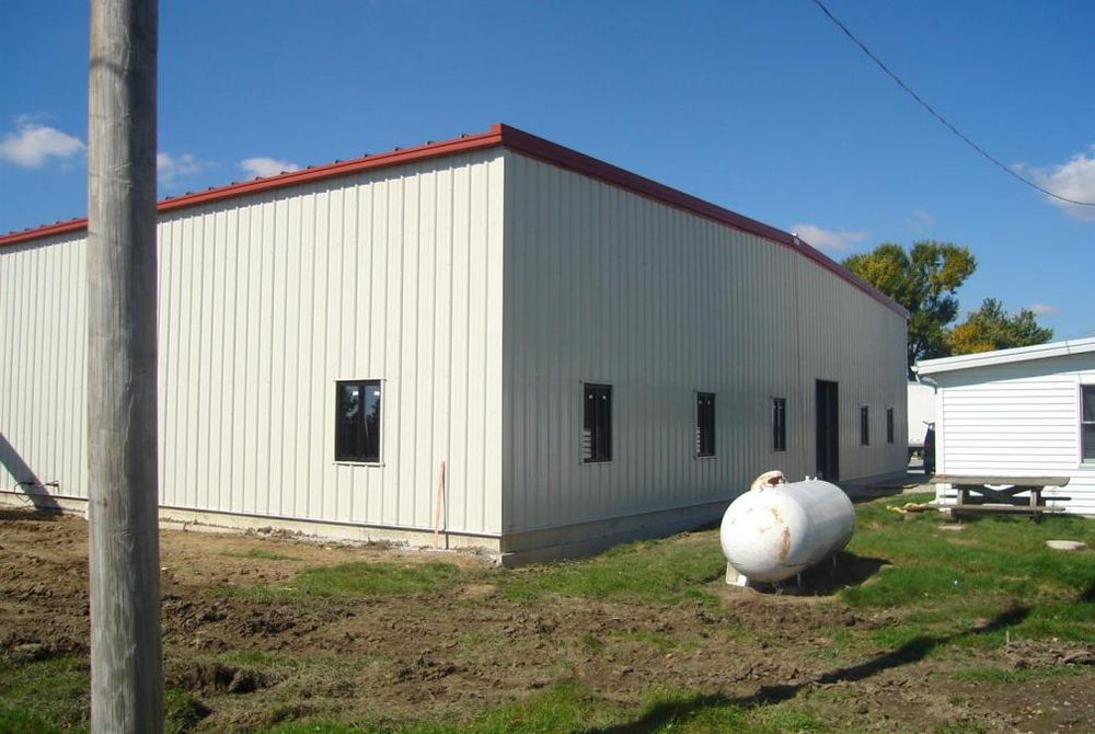 Exterior view of finished custom-engineered metal building for Cotterman & Company, Inc.