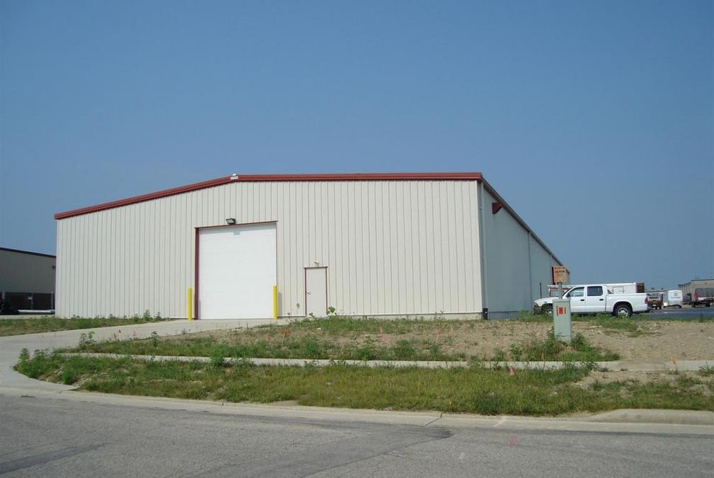 Exterior view of completed custom-engineered metal building.