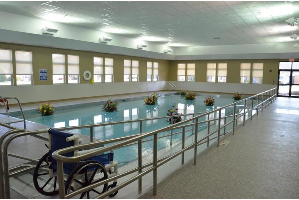Interior photo showing the interior of the pool area at the newly finished Otterbein Life Enrichment Center in St. Marys, Ohio.