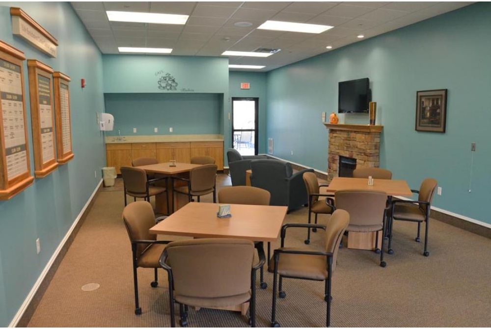 Interior photo showing the interior of the breakroom at the newly finished Otterbein Life Enrichment Center in St. Marys, Ohio.
