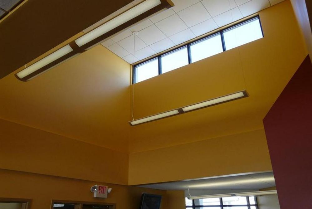 This is a photo showing the finished interior of the lobby clerestory at the Wapakoneta Medical Center.