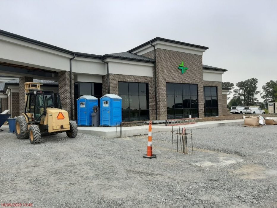 Exterior construction ongoing at the new medical office facility for Lima Memorial located in Wapakoneta, Ohio, a project by H.A. Dorsten, Inc.