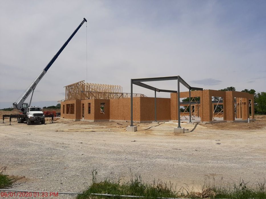Framing ongoing at the new medical office facility for Lima Memorial located in Wapakoneta, Ohio, a project by H.A. Dorsten, Inc.